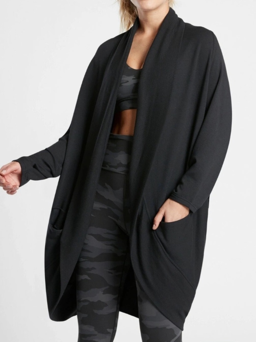 Athleta Ethereal Black Cocoon Cardigan 1X 2X